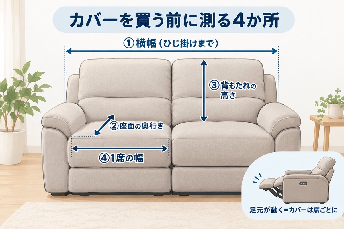 電動ソファのカバーを買う前に測る4か所