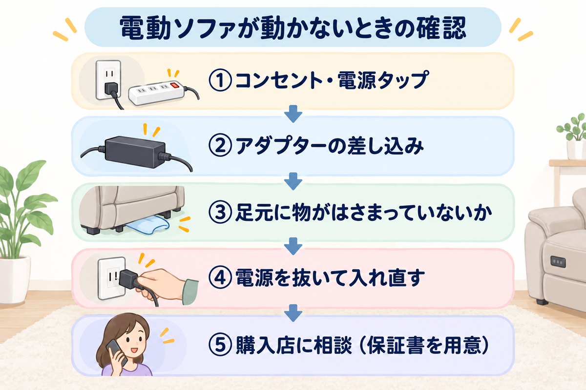 電動ソファが動かないときに確かめる順番