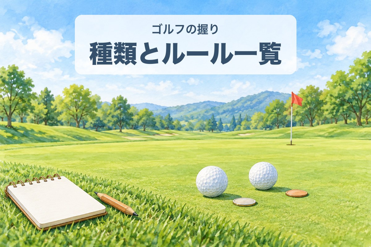 ゴルフの握りの種類（グリーンの上のボールとマーカー）