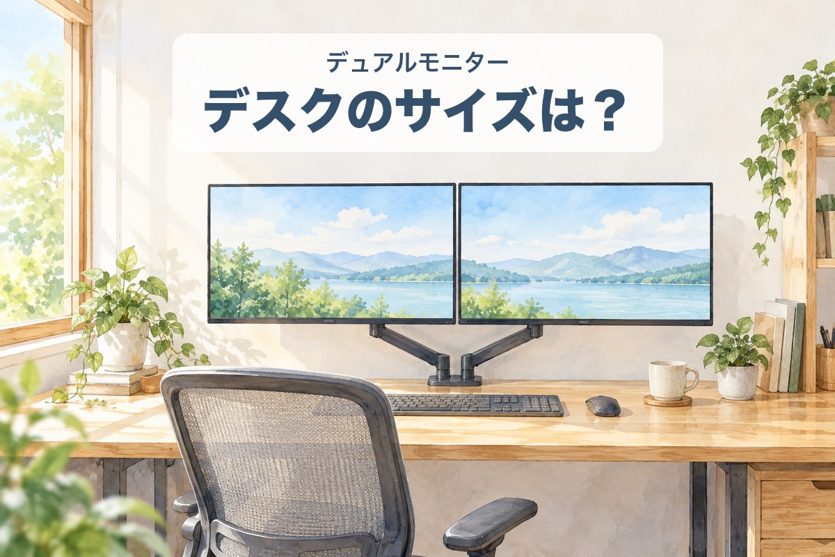 デュアルモニターのデスクのサイズは？
