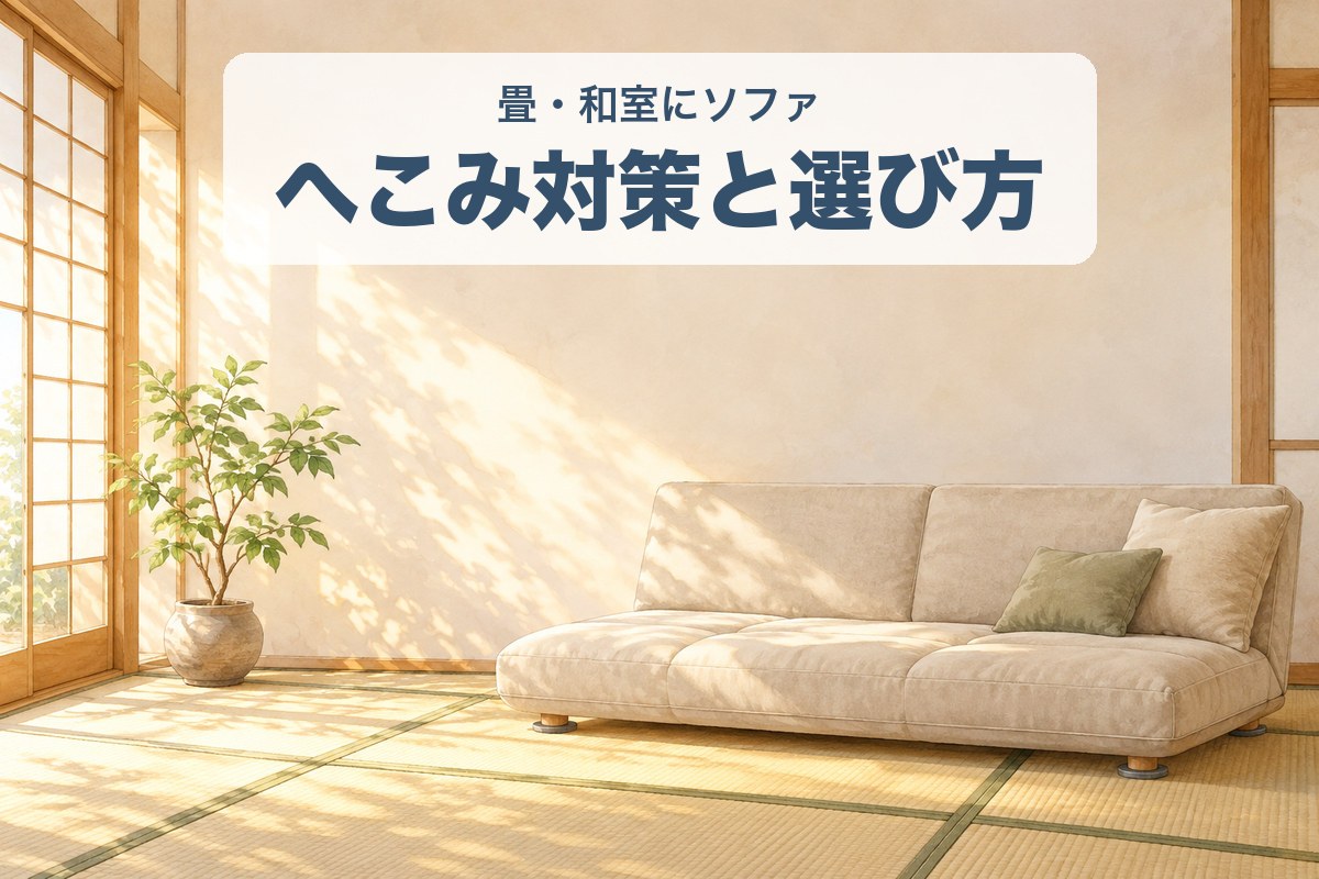 畳の和室に置いたロータイプのソファのイラスト