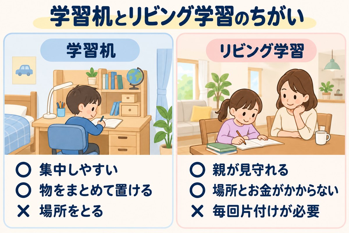 学習机とリビング学習のちがい（よいところと気になるところ）